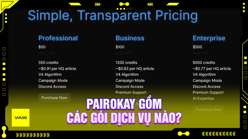 PairOkay gồm các gói dịch vụ nào?