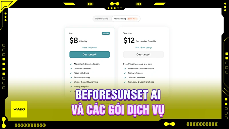 BeforeSunset AI và các gói dịch vụ