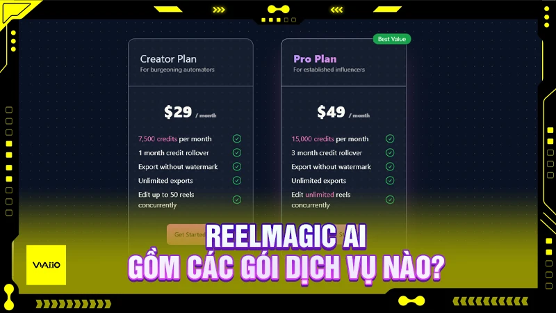 ReelMagic AI gồm các gói dịch vụ nào?