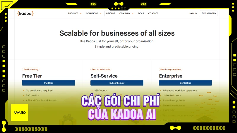 Các gói chi phí của Kadoa AI