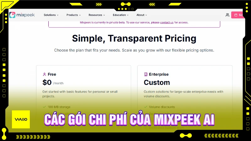 Các gói dịch vụ của MixPeek AI