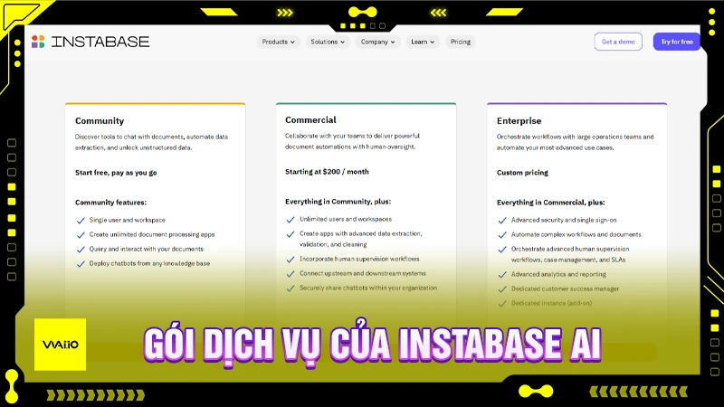 Gói dịch vụ của Instabase AI