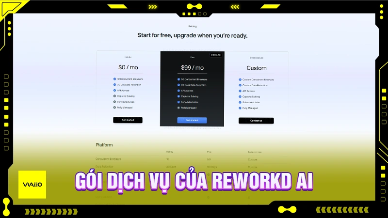 Gói dịch vụ của Reworkd AI
