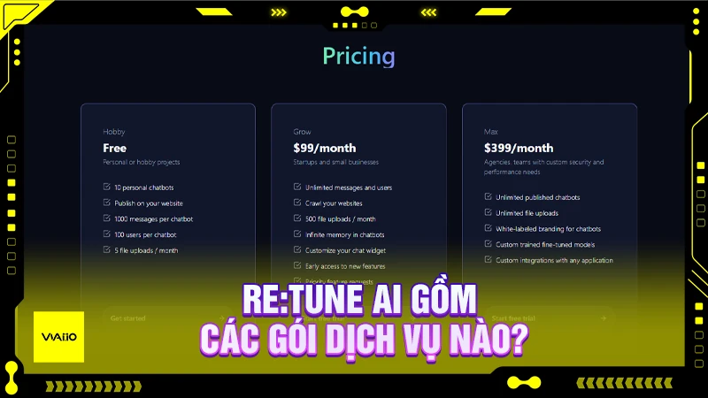 Re:tune AI gồm các gói dịch vụ nào?