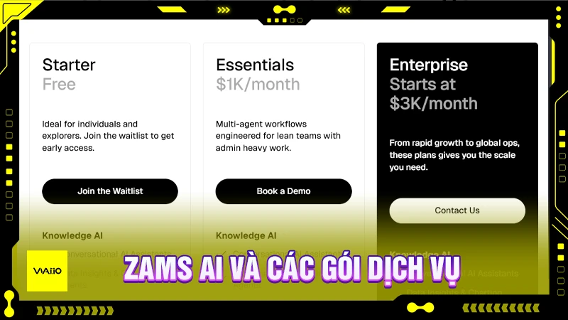 Zams AI và các gói dịch vụ