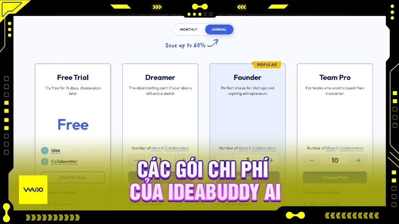 Các gói dịch vụ của Ideabuddy AI