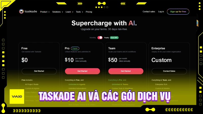 Gói chi phí & dịch vụ của Taskade AI