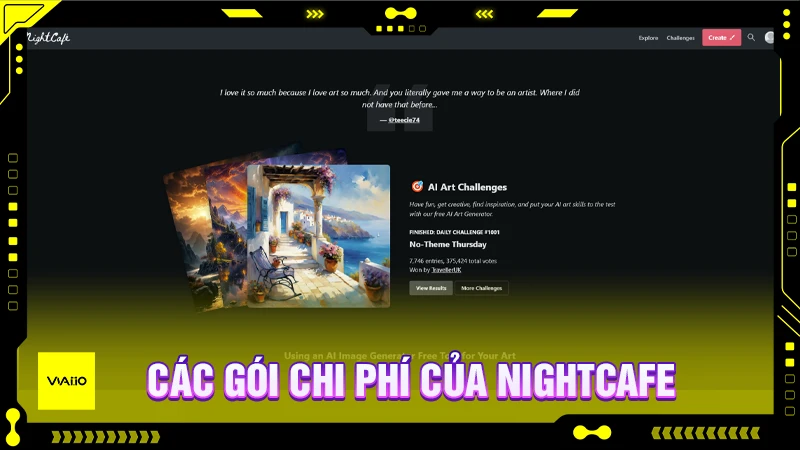 Các gói chi phí của NightCafe
