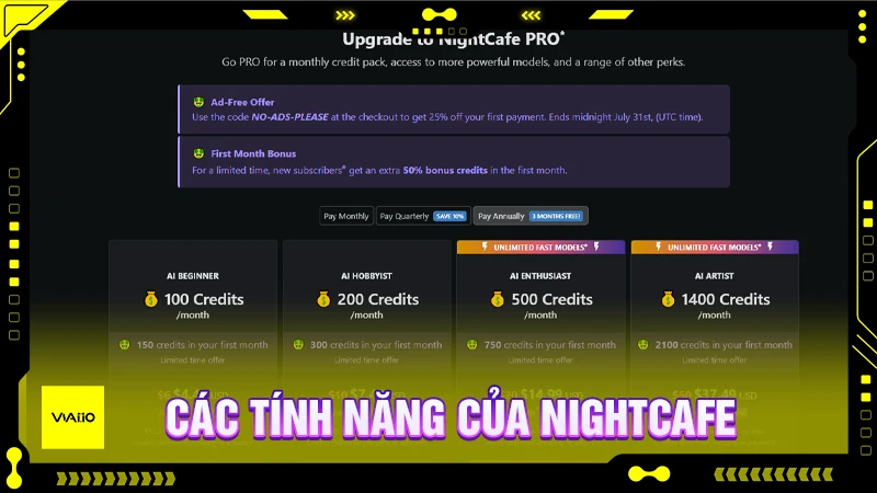 Các tính năng của NightCafe
