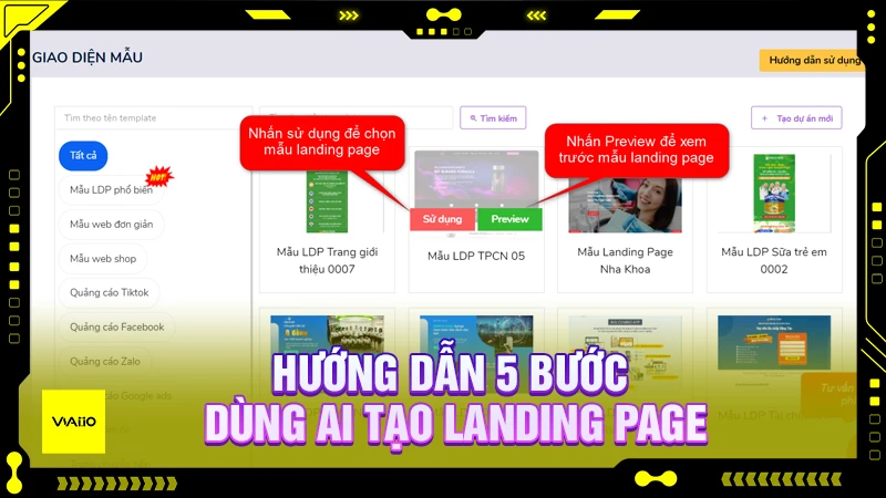 Hướng dẫn 5 bước dùng AI tạo Landing Page