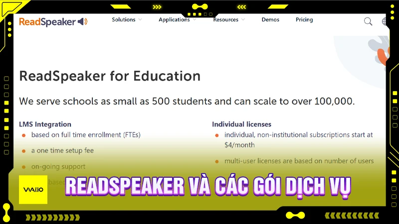 Gói chi phí & dịch vụ của ReadSpeaker