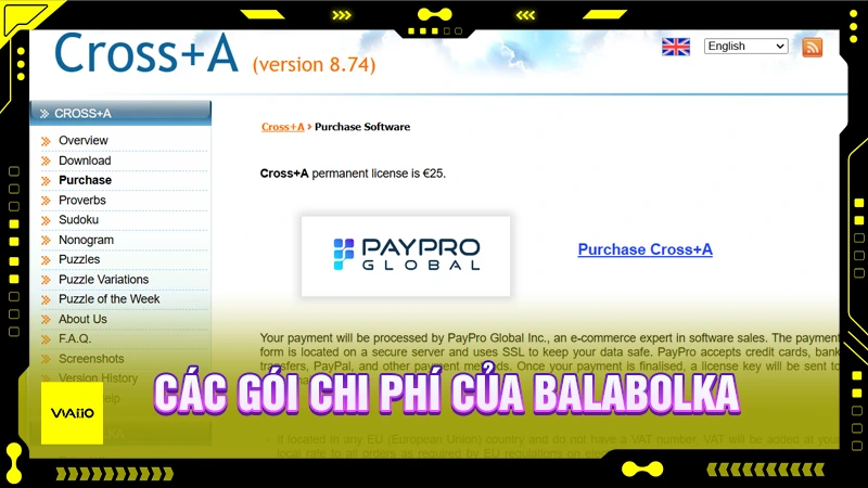 Các gói chi phí của công cụ Balabolka
