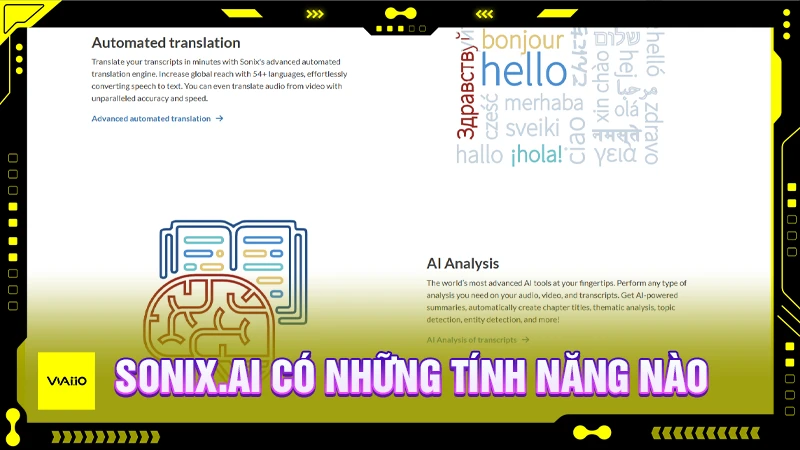 Sonix.ai có các tính năng đi kèm nào?