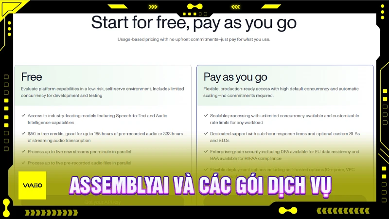AssemblyAI và các gói dịch vụ