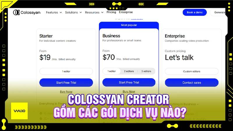 Các gói dịch vụ của Colossyan Creator