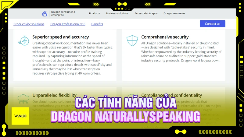 Các tính năng của công cụ Dragon NaturallySpeaking AI