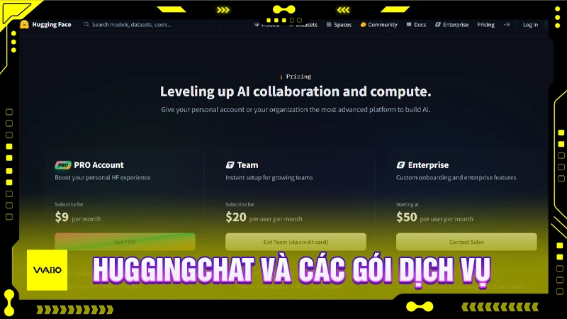 Bảng giá và các tiện ích của HuggingChat