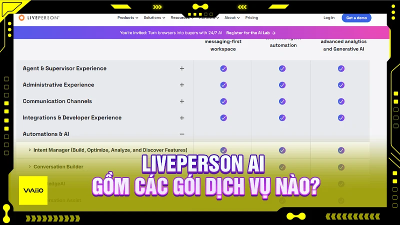 Các gói dịch vụ của LivePerson AI