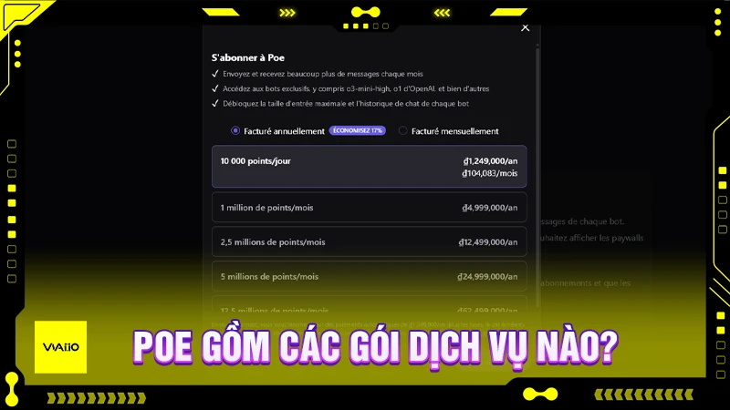 Gói chi phí & dịch vụ của Poe AI