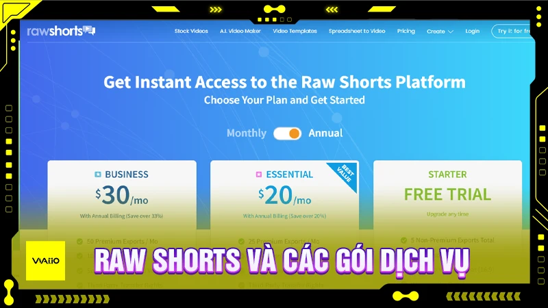 Raw Shorts có những gói dịch vụ nào?
