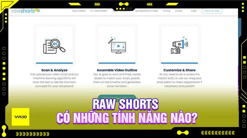 Các tính năng của công cụ Raw Shorts