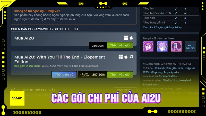 Các gói chi phí của AI2U: With You ‘Til The End