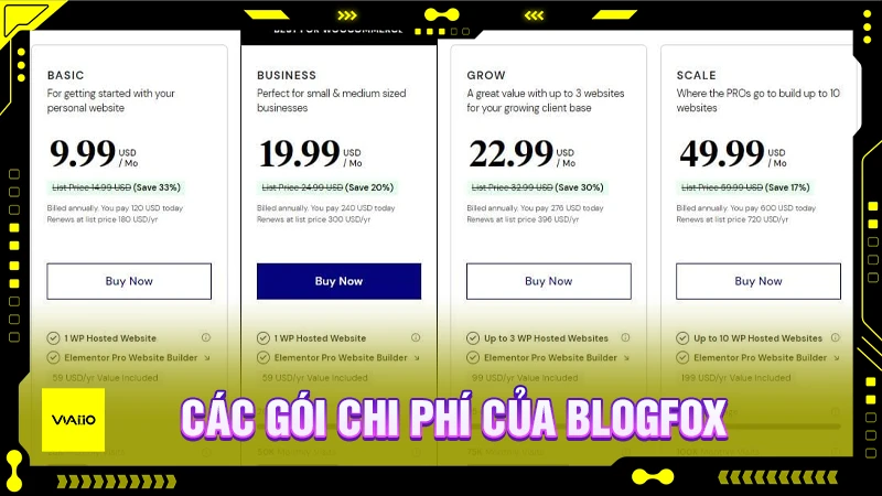 Các gói chi phí của BlogFox AI