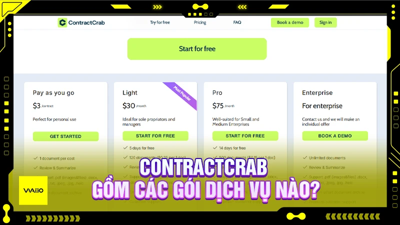 ContractCrab gồm các gói dịch vụ nào?