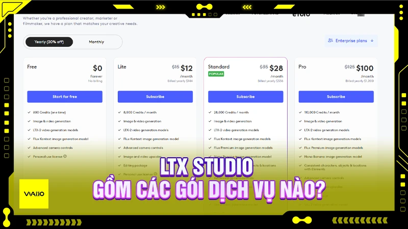 LTX Studio có những gói dịch vụ nào?